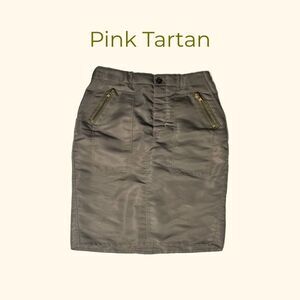 Pink Tartan Size 6 Olive Green Pencil Skirt